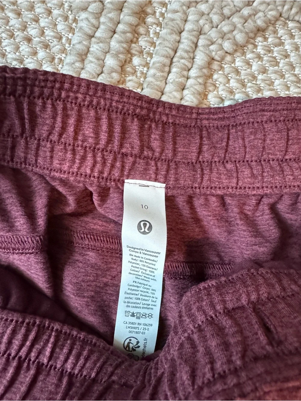 NWT Lululemon Soft Jersey Straight-Leg Mid-Rise Pants Heathered Garnet Size 10